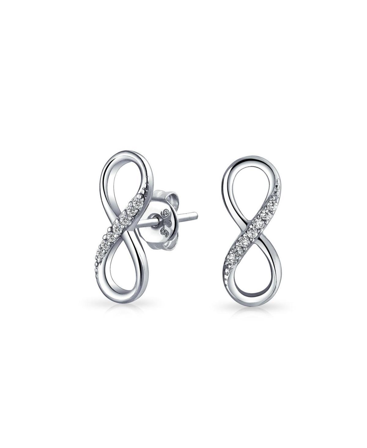 Bling Jewelry Classic Cubic Zirconia Eternity Cz Accent Pave Love Knot Symbol Eternity Infinity Stud Earrings For Women Sterling Silver Product Image