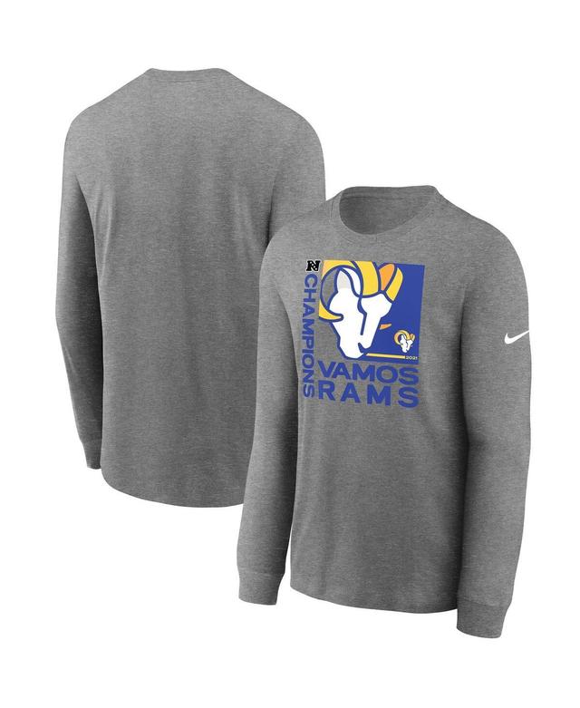 Mens Nike Heathered Charcoal Los Angeles Rams 2021 Nfc Champions Team Slogan Long Sleeve T-shirt Product Image