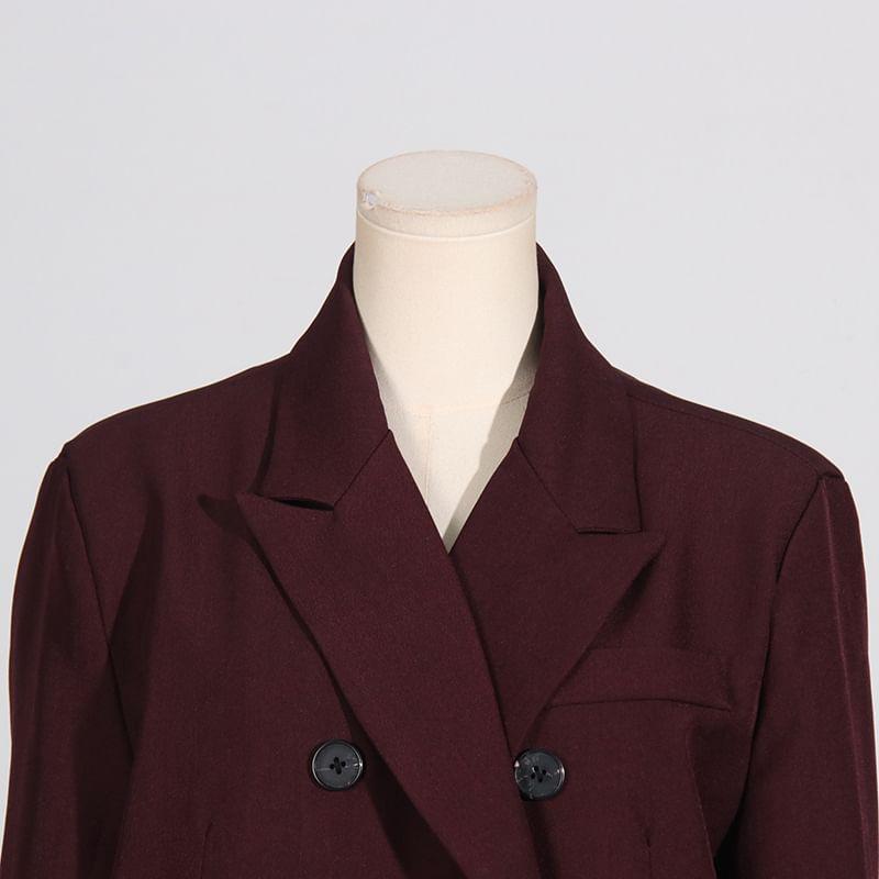 Plain Double-Breasted Blazer Product Image