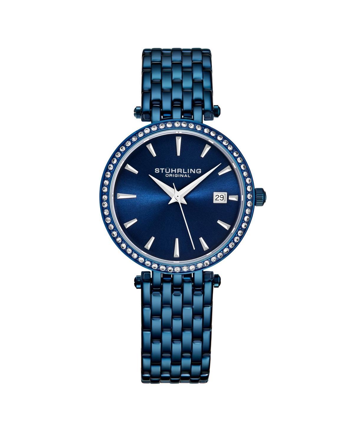 Stuhrling Womens Blue Stainless Steel Bracelet Watch 40mm Product Image