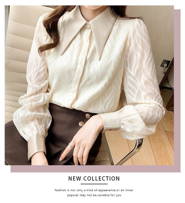 Puff-Sleeve Patterned Shirt Product Image