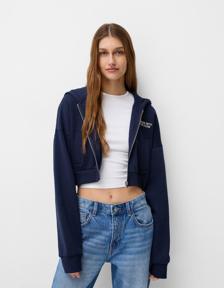 Cropped zip-up hoodie Product Image