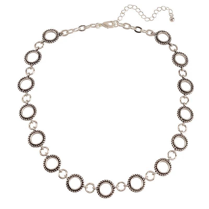 Silver Tone Antiqued Ring Collar Necklace, Womens, None Product Image