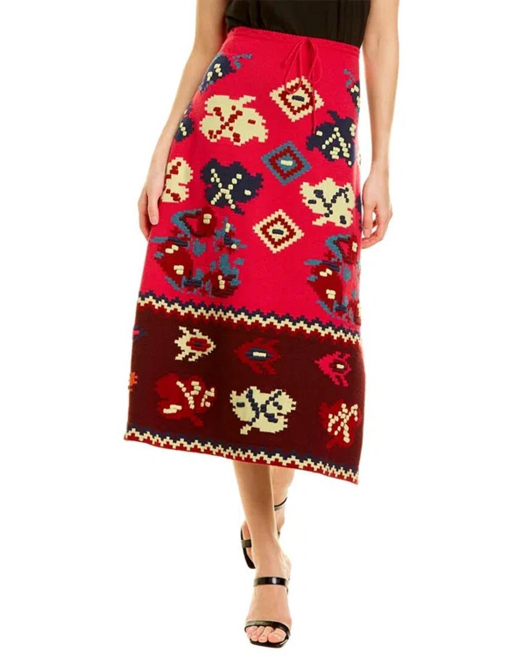 Wool Sweater Skirt In Red Product Image