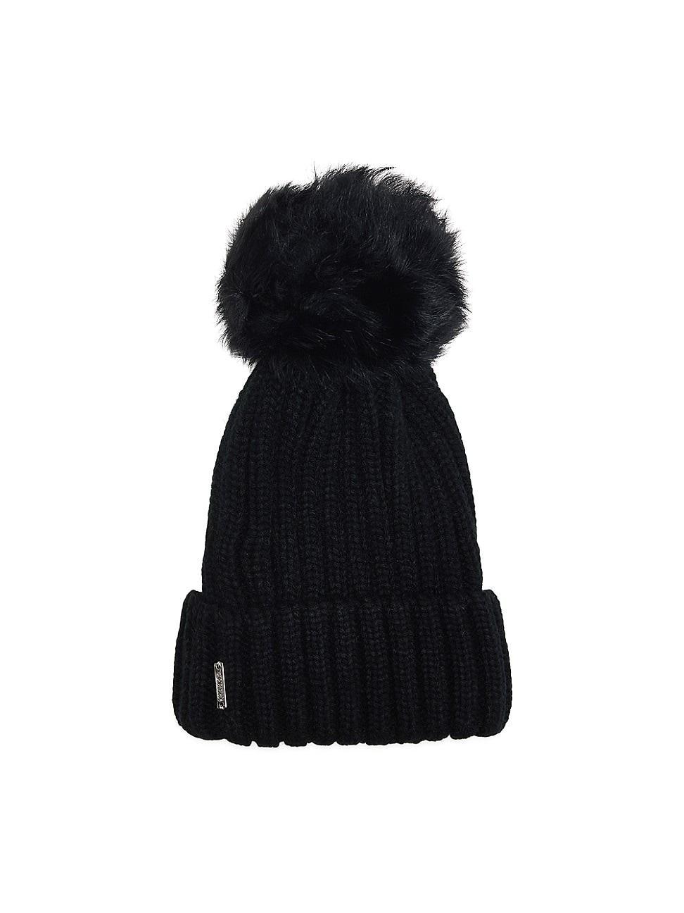 Womens Knit Hat With Toscana Lamb Pompom Product Image