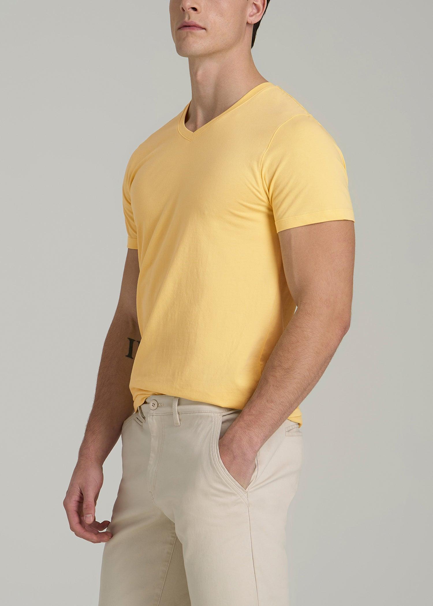 The Essential MODERN-FIT V-Neck Tee for Tall Men in Lemon Drop Male Product Image