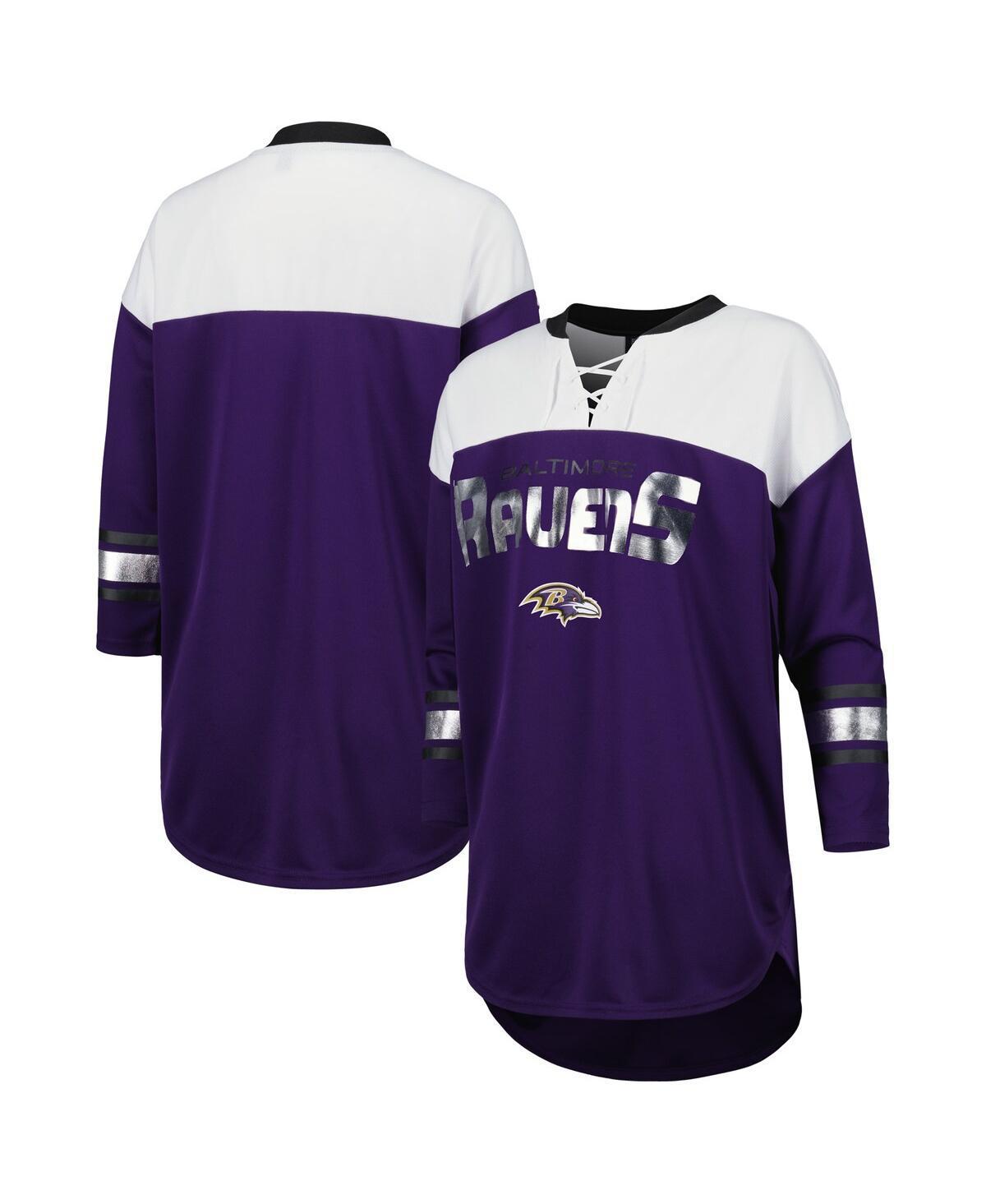 Womens G-iii 4Her by Carl Banks Purple Baltimore Ravens Double Team 3/4-Sleeve Lace-Up T-shirt - Purple Product Image