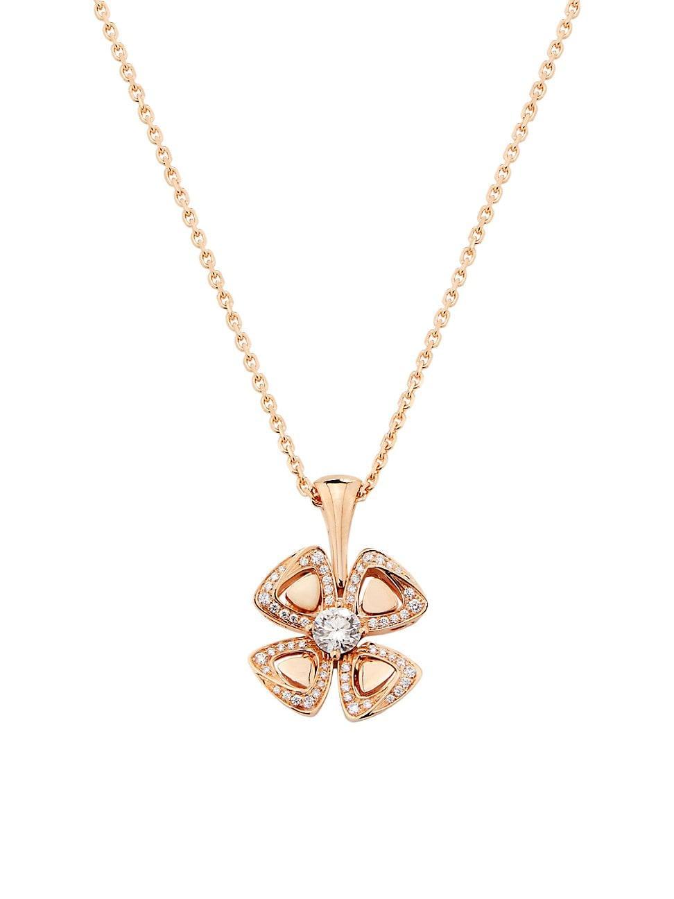 Womens Fiorever 18K Rose Gold & 0.34 TCW Diamond Flower Pendant Necklace Product Image