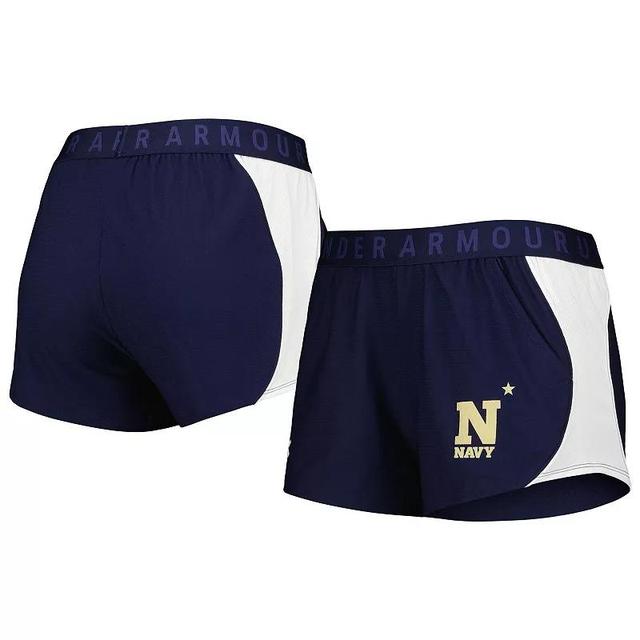 Womens Under Armour /White Midshipmen Game Day Tech Mesh Performance Shorts Blue Product Image