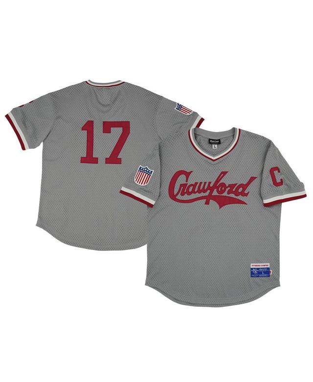 Mens Rings & Crwns #17 Gray Pittsburgh Crawfords Mesh Replica V-Neck Jersey - Gray Product Image