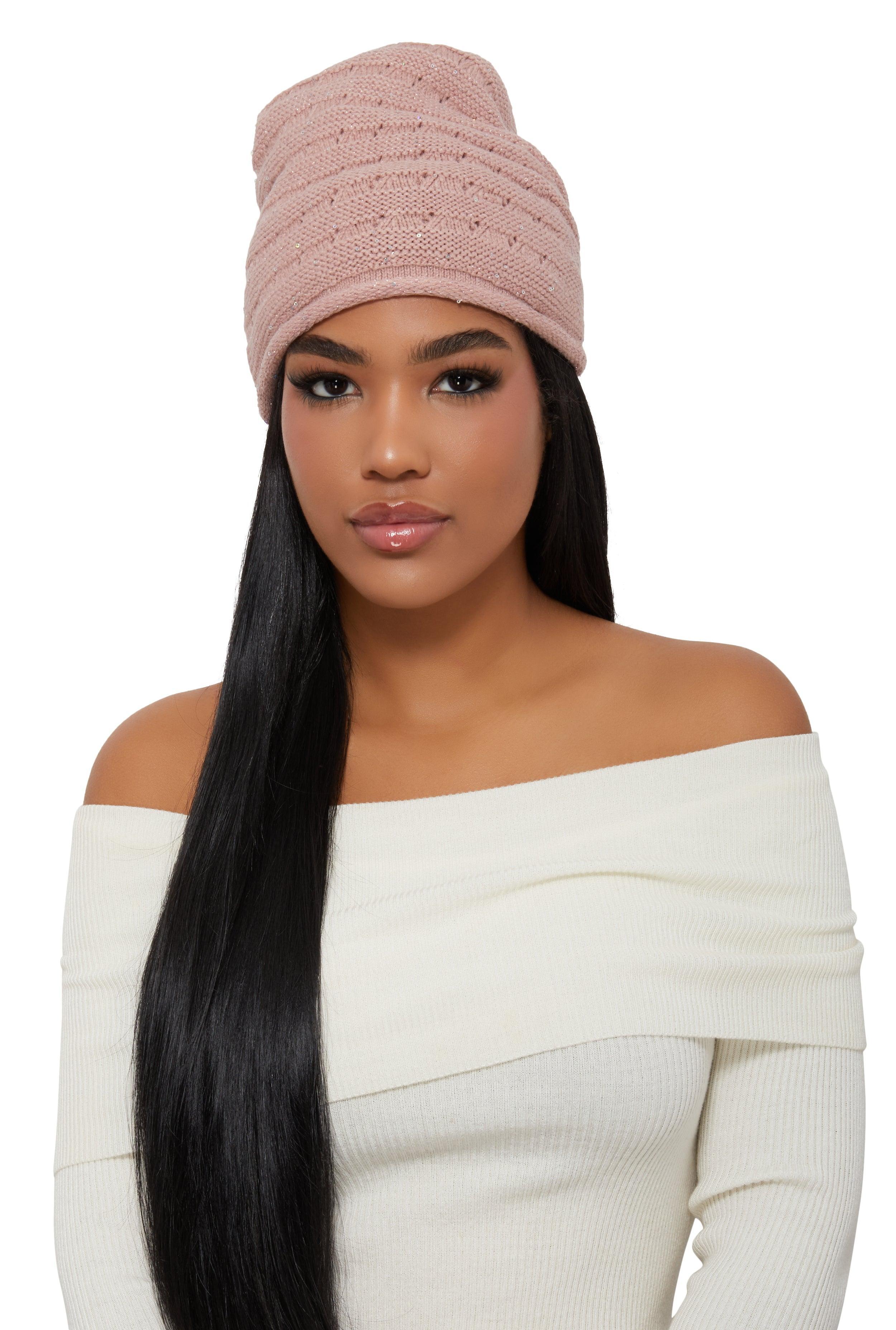 Womens Sequin Lurex Knit Beanie product image