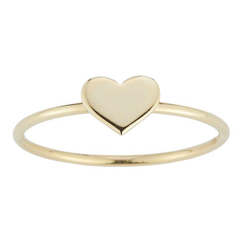 LUMINOR GOLD 14k Gold Heart Stackable Ring, Womens Yellow Product Image