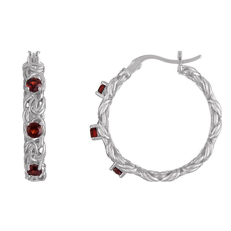 Designs by Gioelli Sterling Silver Gemstone Byzantine Hoop Earrings, Womens, White Product Image