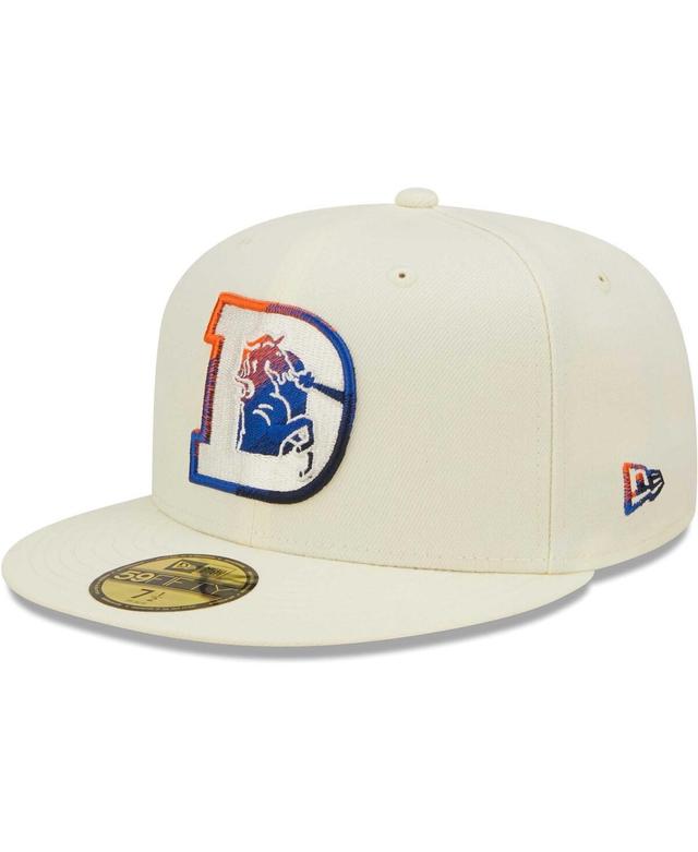 Men's New Era Cream Denver Broncos Chrome Color Dim 59FIFTY Fitted Hat Product Image