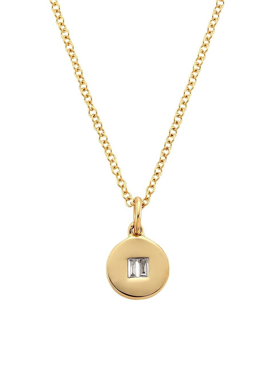 Womens 14K Yellow Gold & 0.04 TCW Diamond Disc Pendant Necklace Product Image