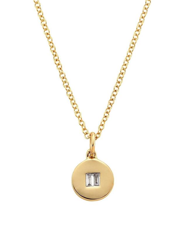 Womens 14K Yellow Gold & 0.04 TCW Diamond Disc Pendant Necklace Product Image