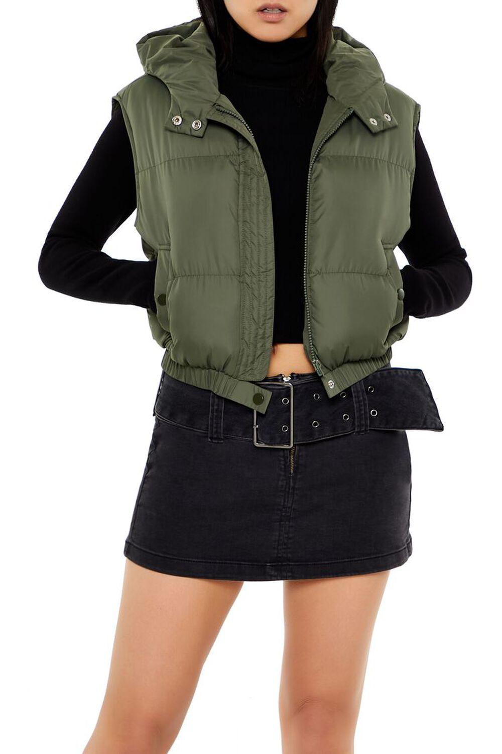 Cropped Hooded Puffer Vest | Forever 21 Product Image