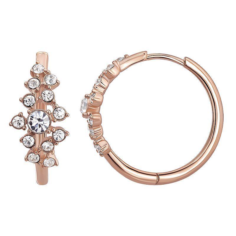 Chrystina Rose Gold Tone Crystal Cluster Round Hinged Hoop Earrings, Womens Product Image