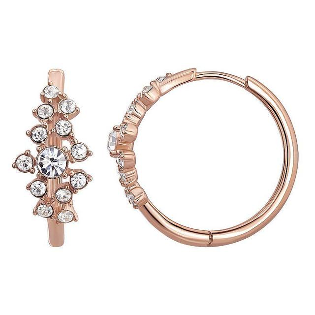 Chrystina Rose Gold Tone Crystal Cluster Round Hinged Hoop Earrings, Womens Product Image