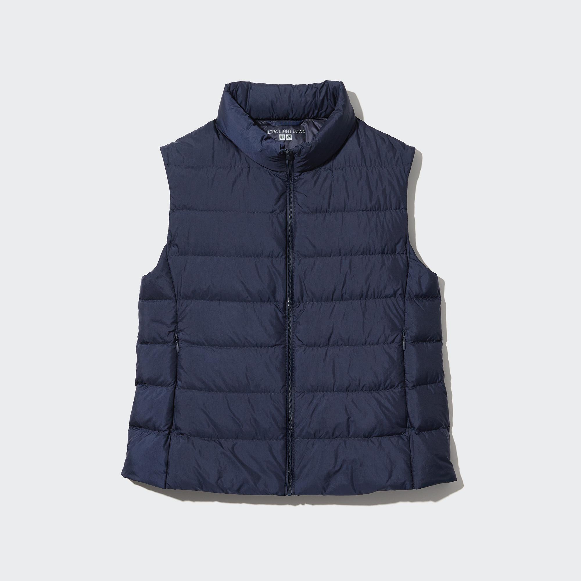 Womens Ultra Light Down Vest with Anti-Static Navy Small UNIQLO US Product Image