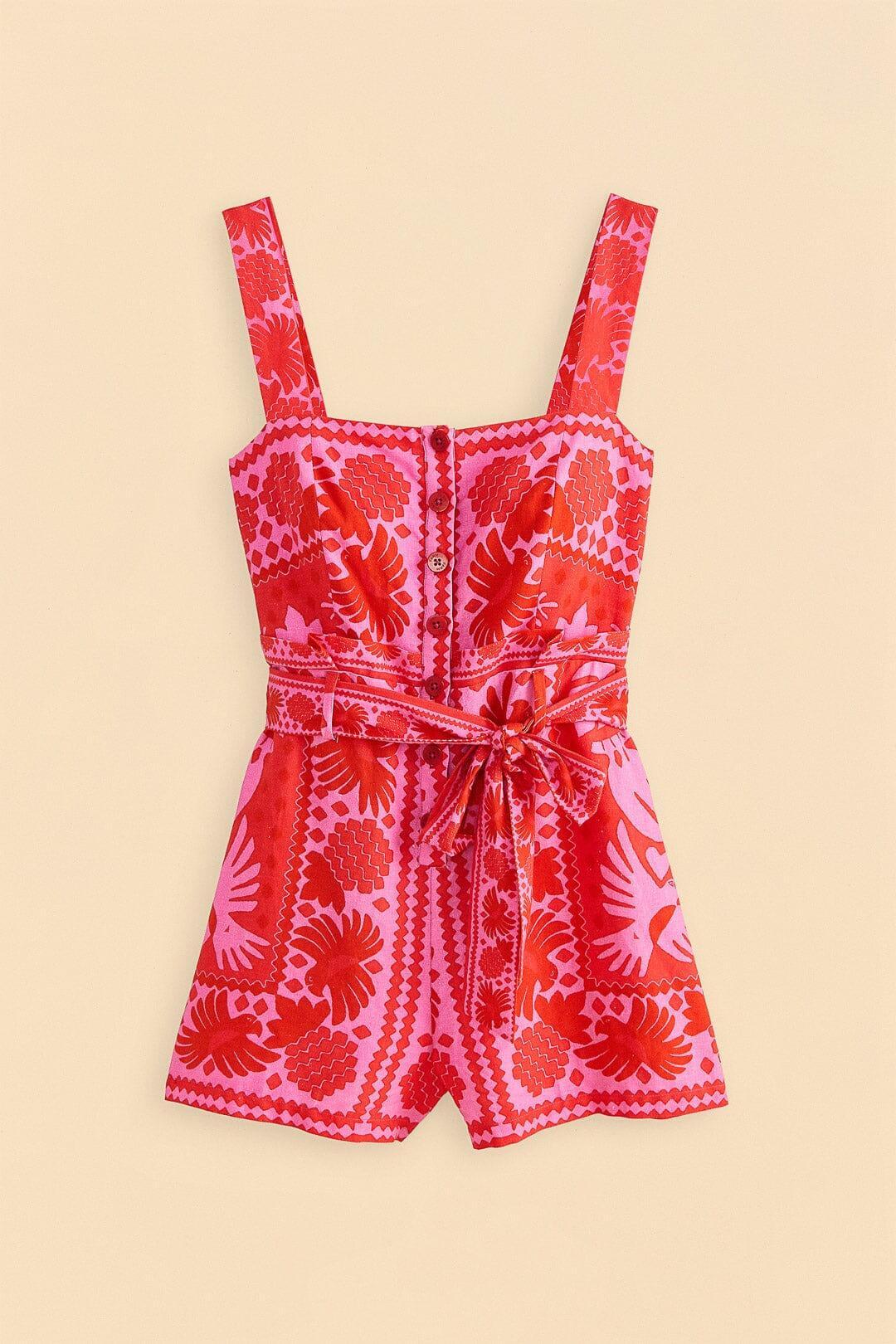 Red Jungle Scarf Romper Product Image