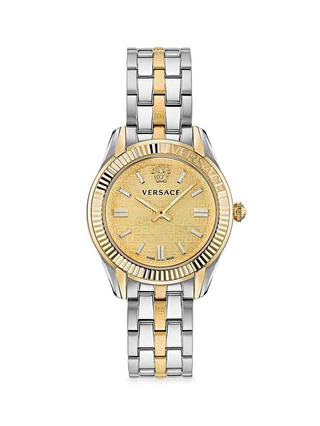 Versace Womens Swiss Greca Time Two Tone Stainless Steel Bracelet Watch 35mm Product Image