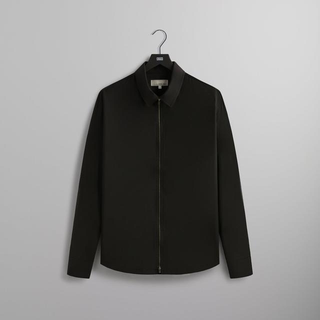 &Kin Tropical Wool Marquis Zip Up Shirt - Black Male Product Image