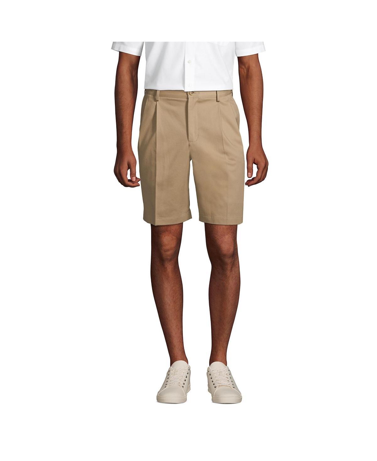 Mens Lands End Comfort Waist 9-inch No-Iron Pleated Chino Shorts Product Image