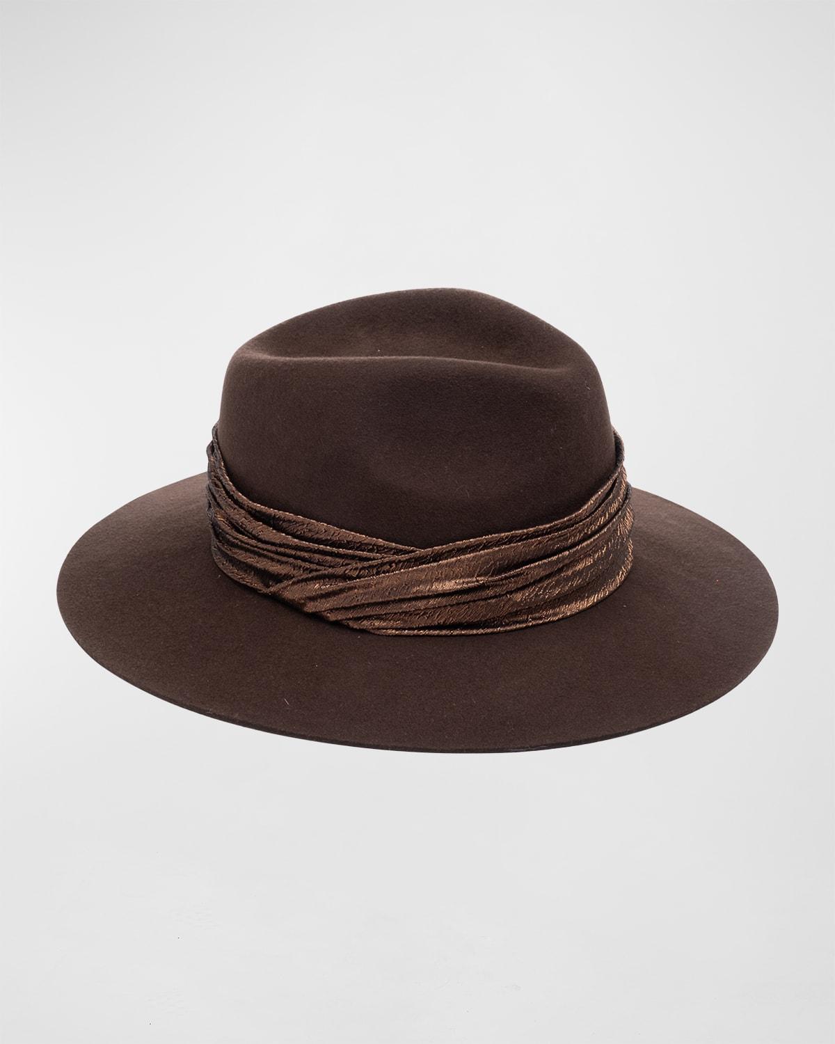 Georgina Fedora Hat w/ Metallic Ruched Band Product Image