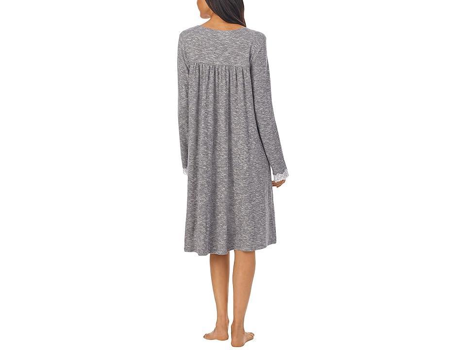 Eileen West 36 Sweater Knit Short Long Sleeve Nightgown (Charcoal Heather) Women's Pajama Product Image