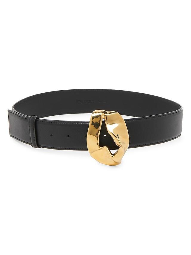 Womens Abstract Buckle Leather Belt Product Image