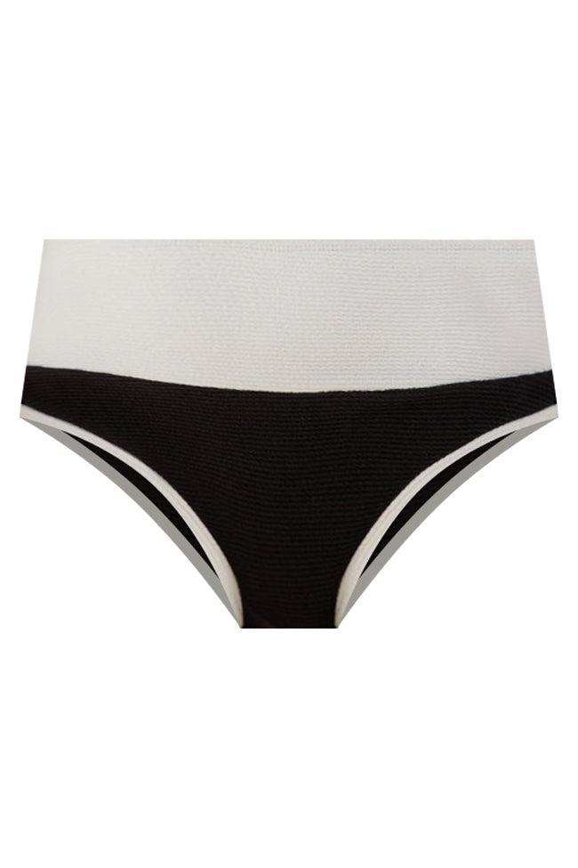 Do Not Disturb Black and White Color Block Bikini Bottoms Product Image