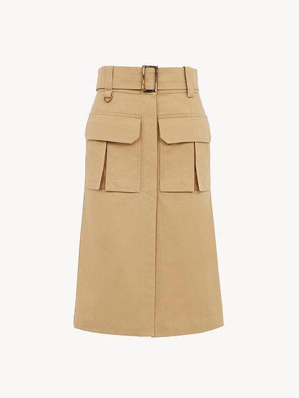 Saharienne midi skirt in cotton gabardine Product Image