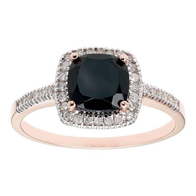 Onyx 10K Gold & 1/5 Carat T.W. Diamond Frame Ring, Womens Black Product Image