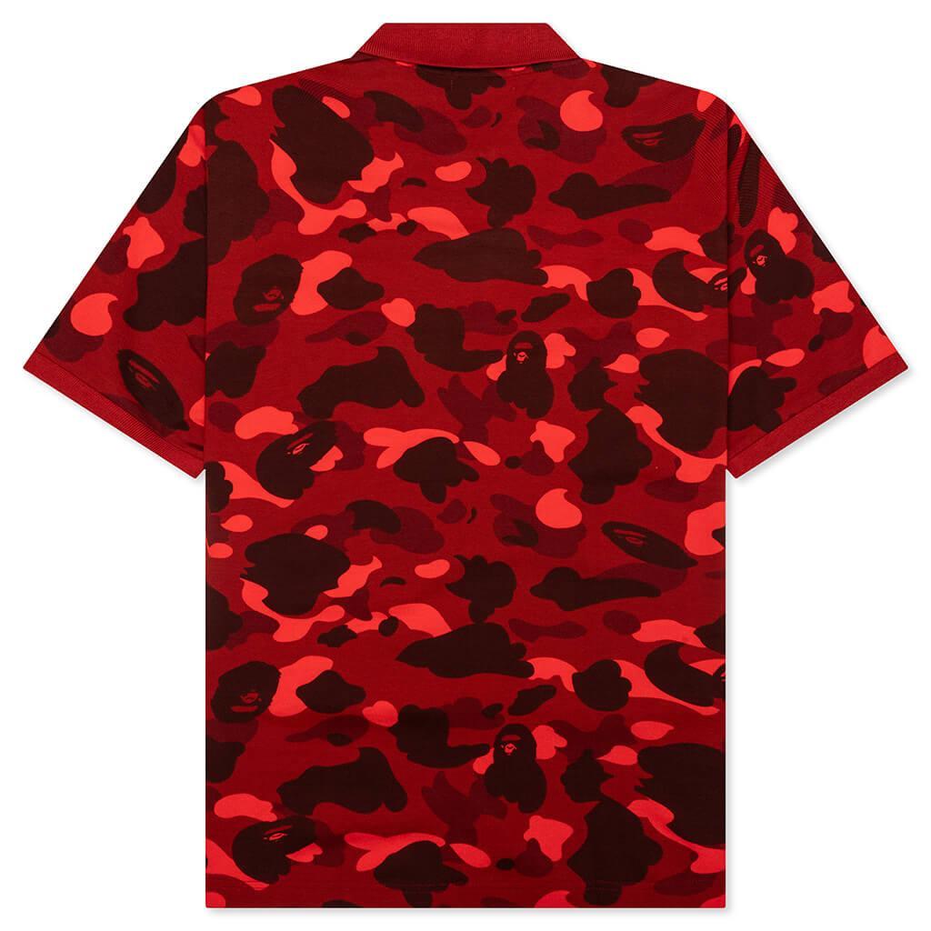 Color Camo Large Ape Head Relaxed Fit Polo Shirt - Red Male Product Image