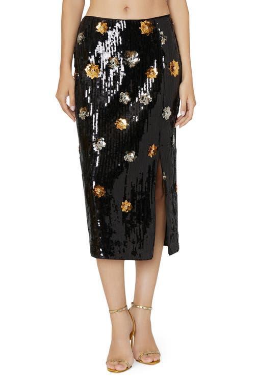 Womens Sequined Floral Midi-Skirt Product Image