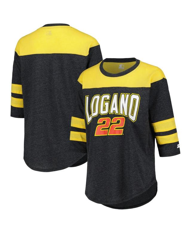 Womens Starter Black Joey Logano Full Back Block 3/4-Sleeve Tri-Blend Top Product Image