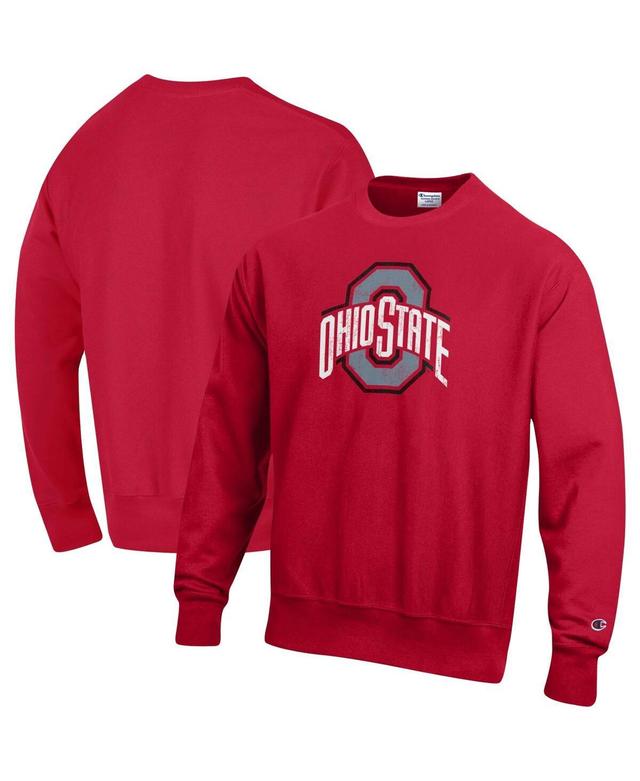 Mens Champion Scarlet Ohio State Buckeyes Vault Logo Reverse Weave Pullover Sweatshirt Product Image