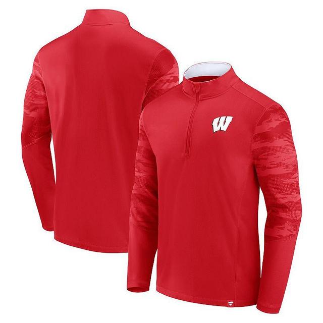 Mens Fanatics Branded /White Wisconsin Badgers Ringer Quarter-Zip Top Product Image