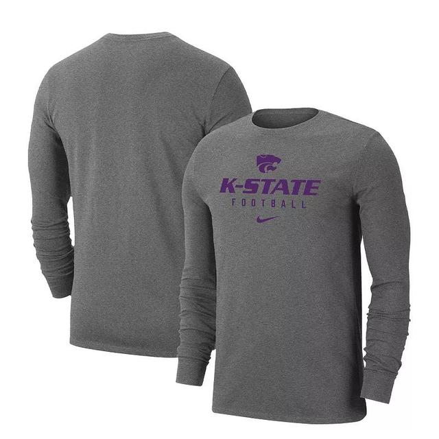 Mens Nike Heather Gray Kansas State Wildcats Changeover Performance Long Sleeve T-Shirt Product Image