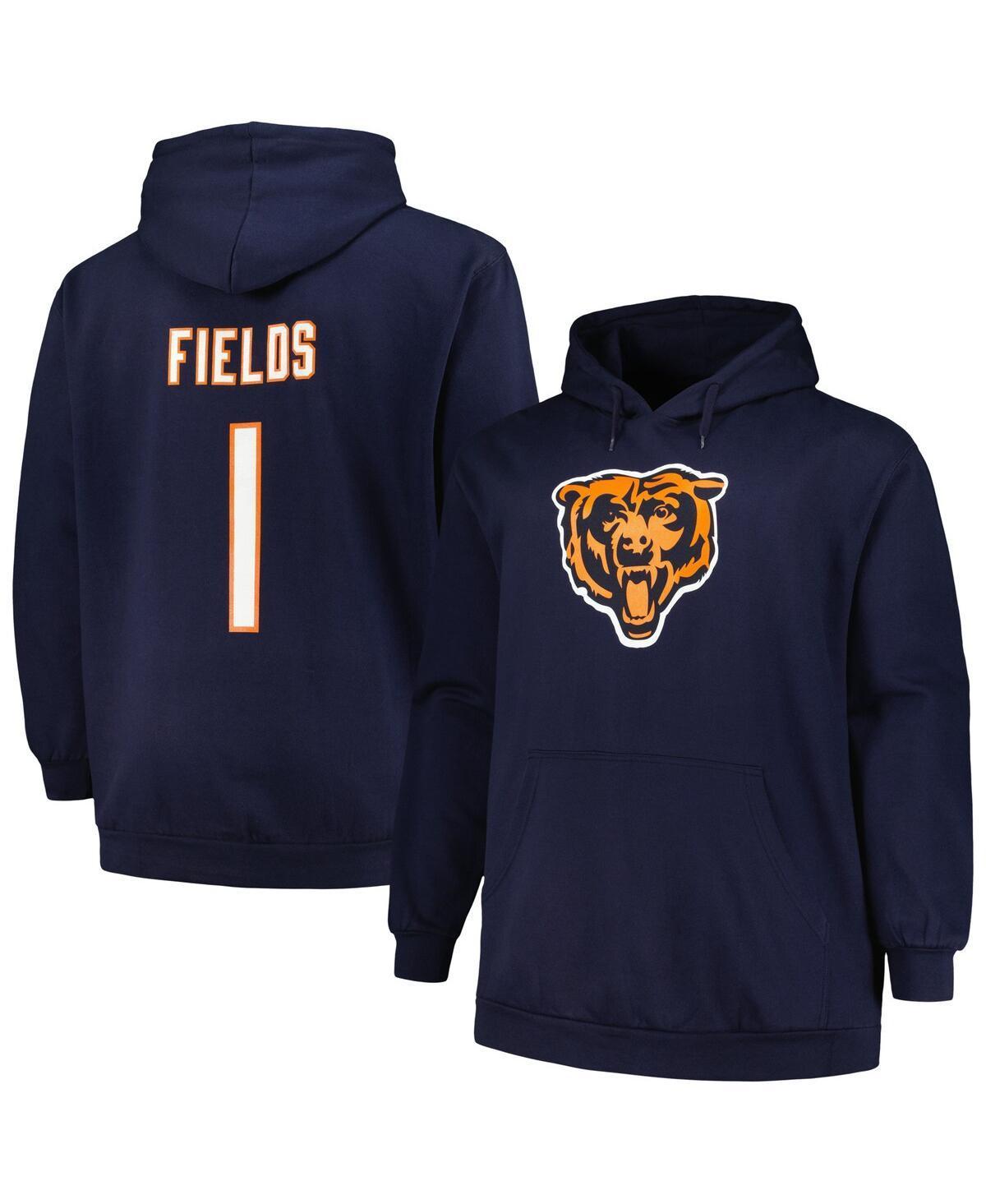 Mens Fanatics Branded Justin Fields Chicago Bears Big & Tall Fleece Name & Number Pullover Hoodie Blue Product Image