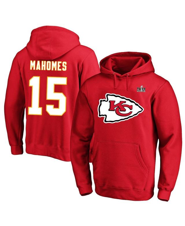 Mens Fanatics Patrick Mahomes Red Kansas City Chiefs Super Bowl Lviii Big and Tall Player Name and Number Fleece Pullover Hoodie Product Image