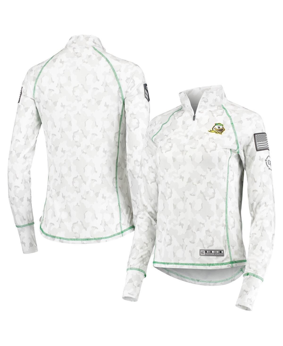 Womens Colosseum White Oregon Ducks Oht Military-Inspired Appreciation Officer Arctic Camo 1/4-Zip Jacket Product Image