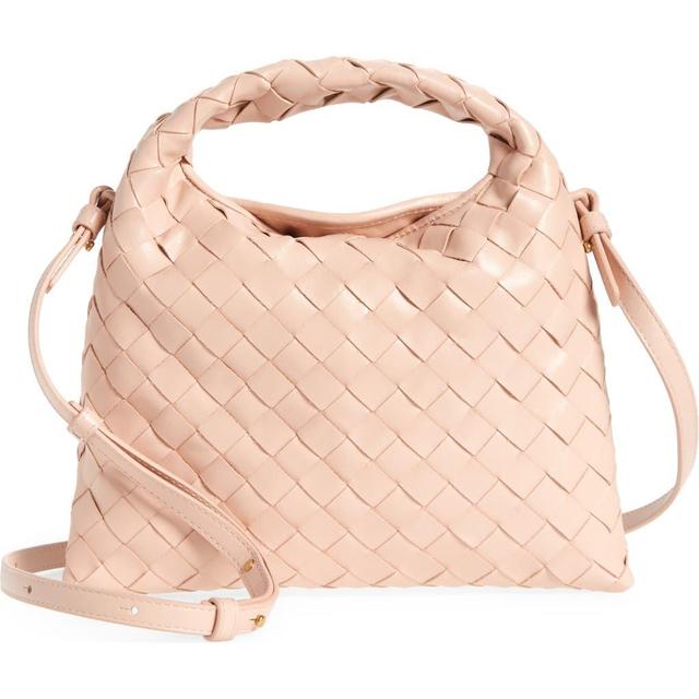 Mini Hop Intrecciato Leather Hobo Bag In Lotus/brass Product Image