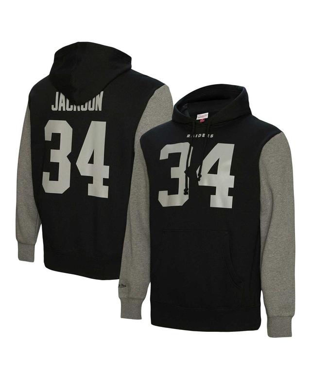 Mens Mitchell & Ness Bo Jackson Black Las Vegas Raiders Retired Player Name and Number Pullover Hoodie Product Image