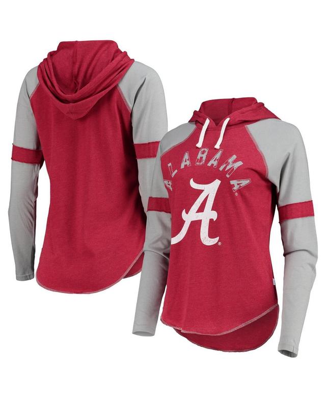 Womens Crimson and Gray Alabama Crimson Tide Yard Line Raglan Hoodie Long Sleeve T-shirt - Crimson Product Image