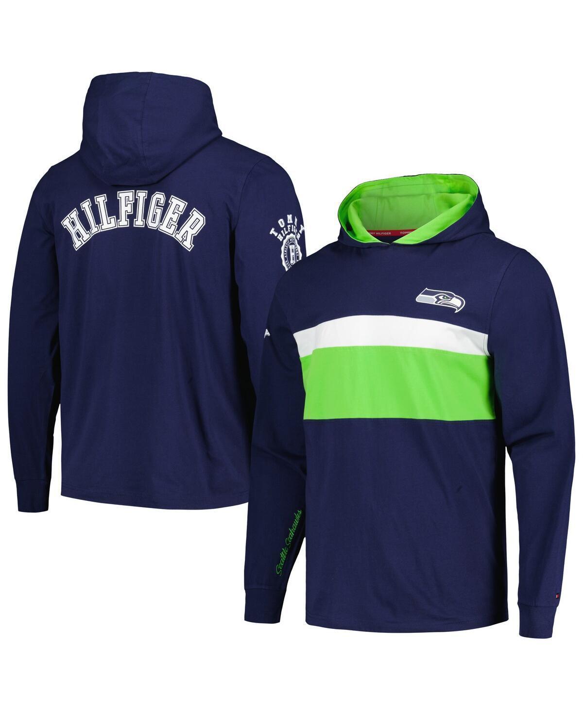 Mens Tommy Hilfiger College Navy Seattle Seahawks Morgan Long Sleeve Hoodie T-Shirt Product Image