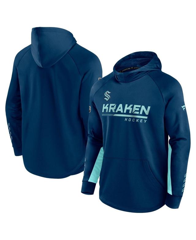 Mens Fanatics Deep Sea Blue Seattle Kraken Authentic Pro Locker Room Raglan Pullover Hoodie Product Image