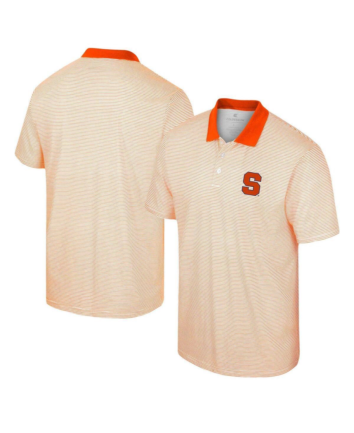 Mens Colosseum White Syracuse Orange Print Stripe Polo Product Image