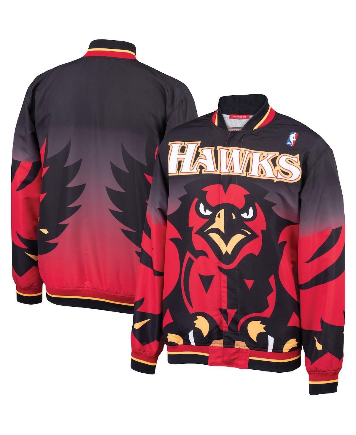 Mens Mitchell & Ness Black Atlanta Hawks Hardwood Classics Authentic Warm-Up Full-Snap Jacket Product Image